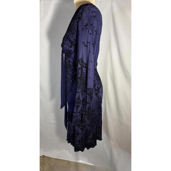 Hale Bob Purple/ Blue Dress with Black Embroidery and Beading, Size S - Picture 4 of 8